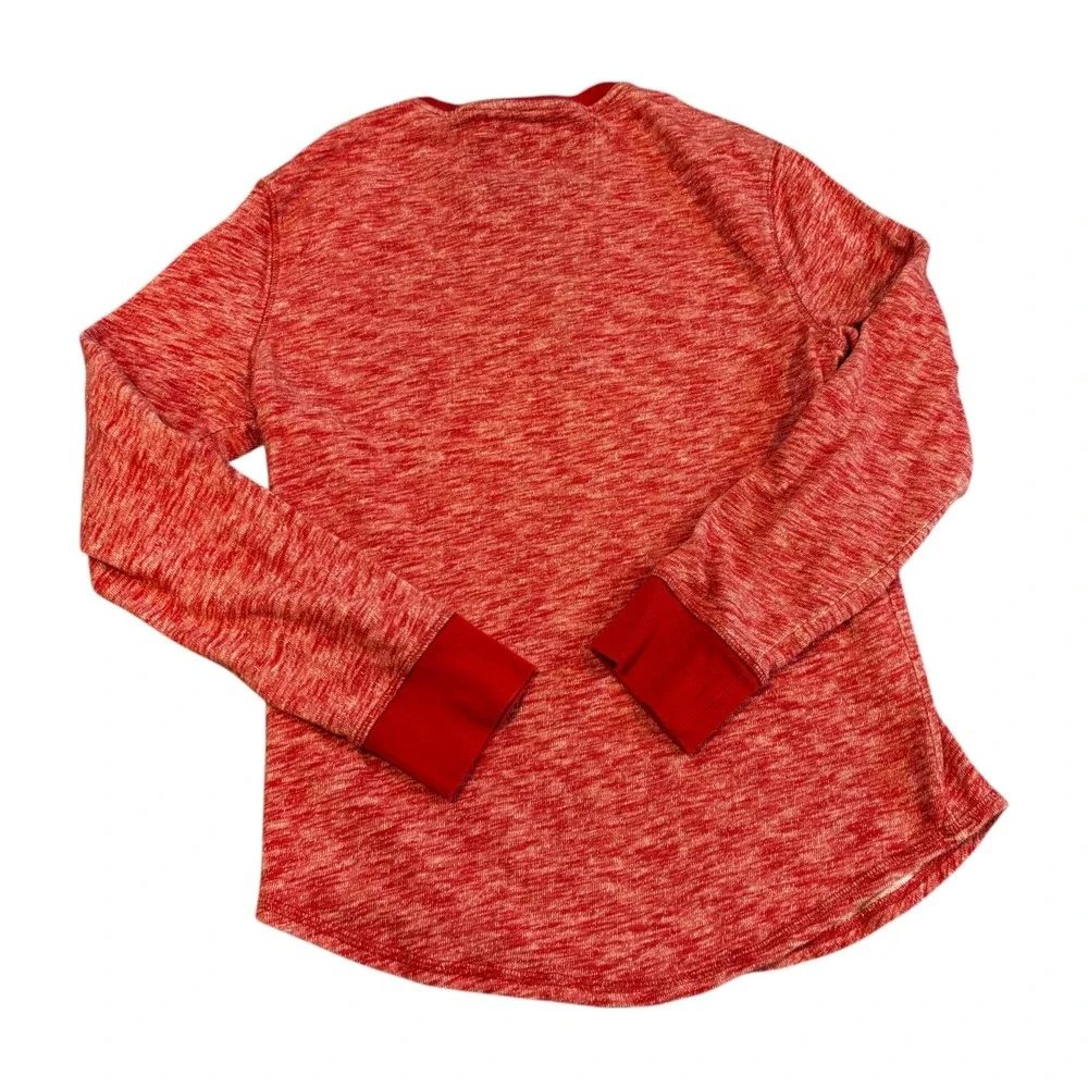 Banana Republic Marled Men's Henley Long Sleeve Shirt Red Cotton Size M